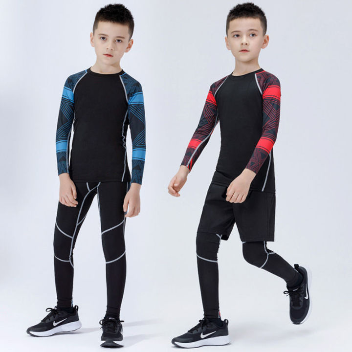 Children s Sports Tights Training Wear Autumn and Winter Boys Long Sleeved Basketball Football Bottoming Workout Clothes Workout Clothes Suit Daraz.lk