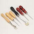 13 Pc  Professional Leather Craft Tools Wooden DIY Handle Awls Hand Stitcher Leathe Punch Tool Shoes Repair Leather Accessories. 