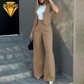 Women Pants Chic Wide Leg Pants Sleeveless Vest Set for Stylish Women High Waist Elegant Casual Streetwear Available on Women Vest. 