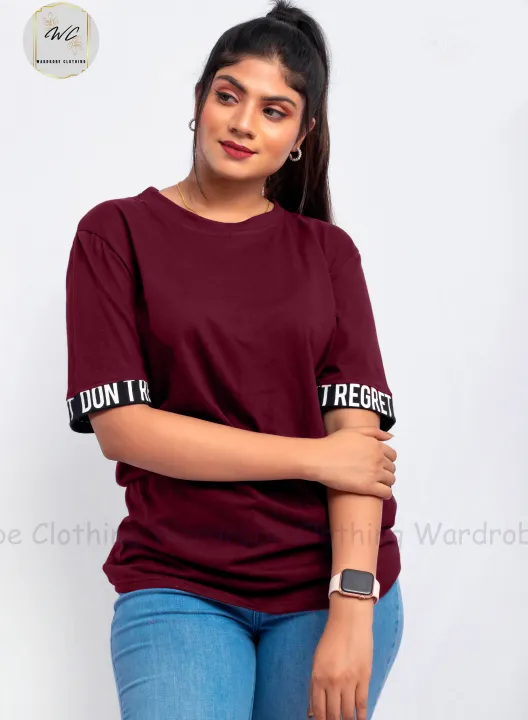 Don't Regret Sleeve Print Baggy T-shirt