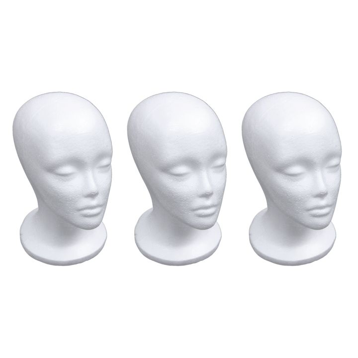 OUMERY 3X Female Foam Mannequin Head Model Hat Wig Display Stand Rack ...