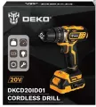 Deko 20v cordless impact drill dkcd20id01-h10 yellow. 