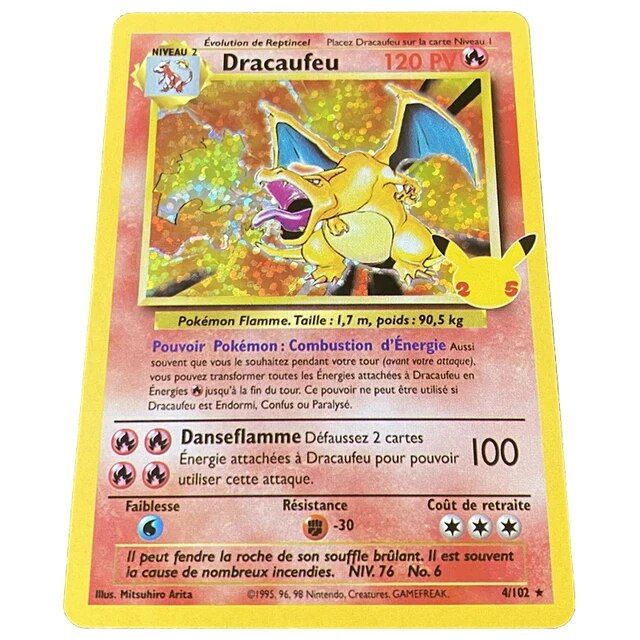 DIY 1996 Years Pokemon English Card Pokemon Flash Cards Charizard Game Collection Cards