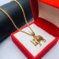 Gold Plated Soft Rope Chain With Lion Pendant For Women. 