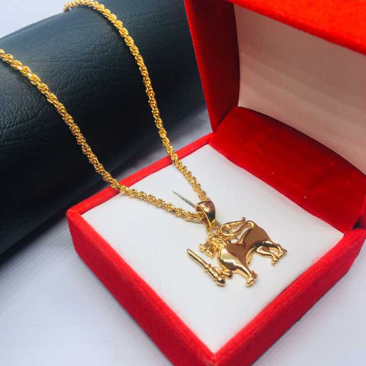 Gold Plated Soft Rope Chain With Lion Pendant For Women