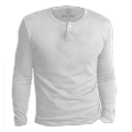 Bear Appeal White Long Sleeve Henley Neck T-Shirt. 