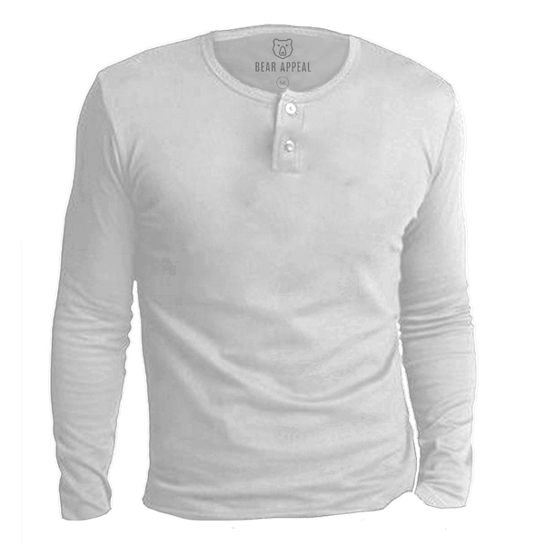 Bear Appeal White Long Sleeve Henley Neck T-Shirt