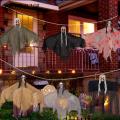 Haunted House Hanging Decor Scary Halloween Hanging Ghost Decoration for Outdoor Patio Porch Realistic Ghost Face with Hanging Rope Flag Perfect for Spooky Arrangements. 