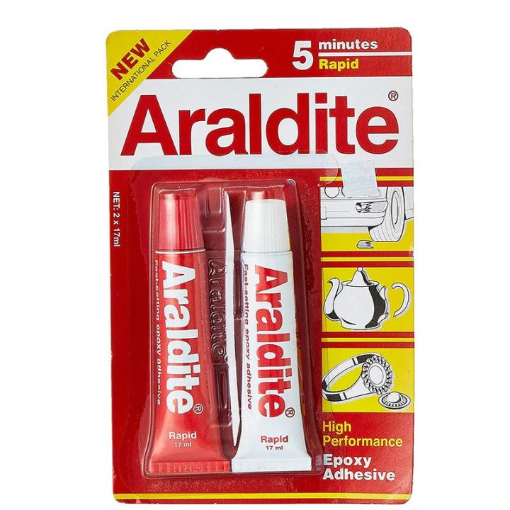 Araldite Glue High Performance Epoxy 5 Minutes Rapid Adhesive (2 × 17ml)