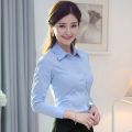 Blue Long Sleeved Shirt Women's Business Wear Korean Style Temperament White-Collar Worker Formal Suit Work Clothes Spring, Summer, Autumn All-Match White Shirt. 
