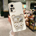 AnDyH Phone Case for Infinix Zero X Neo Zero X Pro X6810 X6811 X6811B Cute Quicksand Liquid Bear Bracket Anti Drop Camera Protection. 