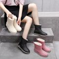 Women's Fashion Four Seasons Universal Waterproof Shoes Rain Boots Non-Slip Warm Work Kitchen Women's Rain Boots Mid-Calf Rubber Boots. 