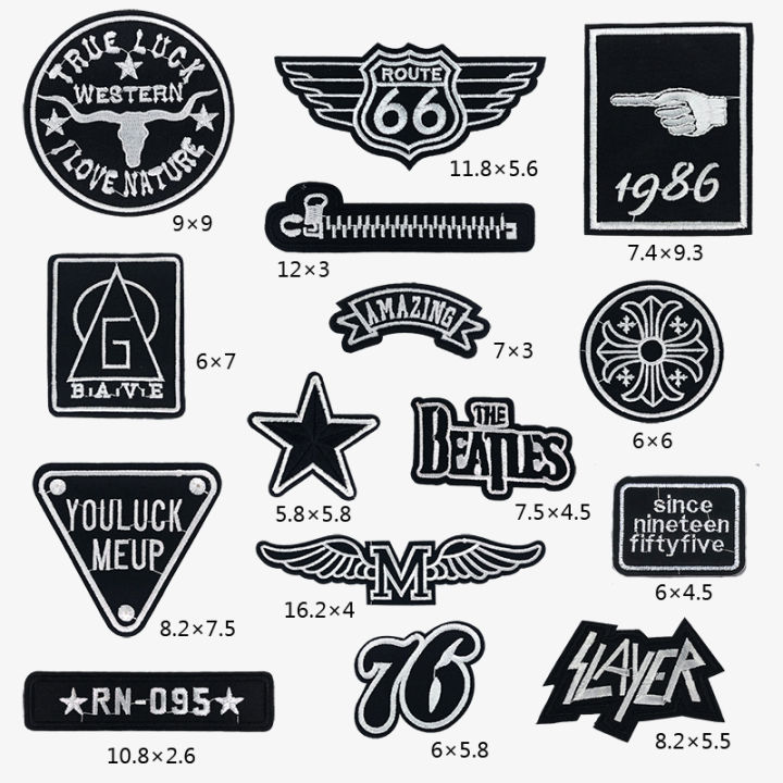 Self-Adhesive Black Embroidery Badge Cloth Stickers down Jacket Clothes Jeans Patch Holes Fixing Fashion Decorative Sticker