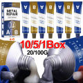 10-1Box Metal Repair Paste 2 In 1 Industrial AB Caster Glue Heat Resistant Sealant Cold Weld Strong Defect Repair Agent AB Glue. 