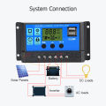 iFlashDeal 30A Solar Panel Controller Solar Charge Controller 12V/24V Adjustable LCD Display Solar Panel B-attery Regulator With USB Port Auto PWM Controllers Intelligent System Charging Controller For Home. 