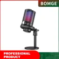 BOMGE PC Gaming Microphone, Condenser Microphone with Quick Mute, RGB Light, Pop Filter, Shock Mount, Gain Knob and Monitor Jack for Recording, Streaming, Podcasting, YouTube. 