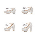 Crystal Shoes Wedding Shoes Women's Chunky Heel Bridal Shoes Silver High Heels White Mid Heel Lace up Platform Wedding Dress Bridesmaid Shoes. 