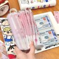 Cartoon PU Leather PU Photo Album Crayon Shin-chan Large Capacity Money Saving Binder Reusable Budget Saving Notepad. 