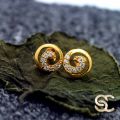 Gold Plated Derana Earrings For Ladies With White Stone Fashion Stylish Rich Look Earring For Women. 