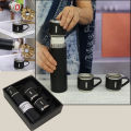 Stainless Steel Vacuum Flask and Flask Set 3 Steel Cups. 