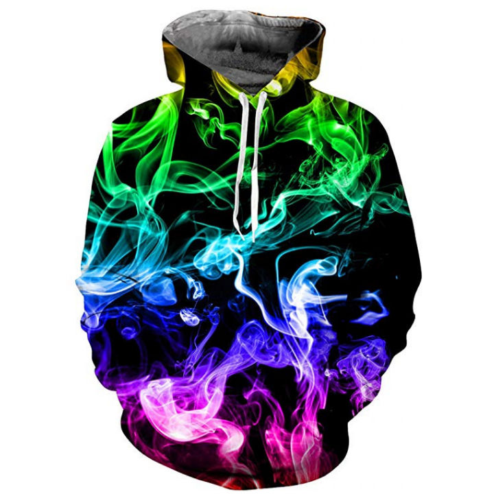 New Trend Colorful Flame Hoodie 3d Sweatshirt Men And Women Hooded Loose Autumn And Winter Coat Street Clothing Jacket Hoodies