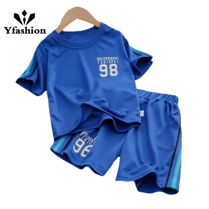 Yfashion%202pcs%20Boys%20Short%20Sleeves%20T-shirt%20Set%20Casual%20Quick-drying%20Tops%20Shorts%20Sportswear%20Training%20Suit%20For%204-10%20Years%20Old%20Kids%20-%20Image%209