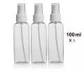 Refillable clear empty plastic spray bottle travel size 100ml (3Nos). 
