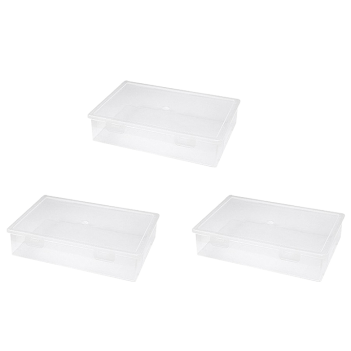 Square File Storage Box 3X Plastic File Organizer Transparent Square Storage Box A4 Storage Box ...