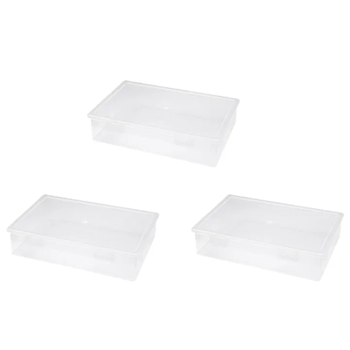 3X Plastic File Organizer Transparent Square Storage Box A4 Storage Box ...