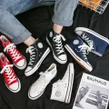 Canvas Shoes Men's High-Top Student Korean Fashion Shoes Versatile Japanese White Shoes Fashion Cloth Shoes Couple Shoes Men's Board Shoes. 