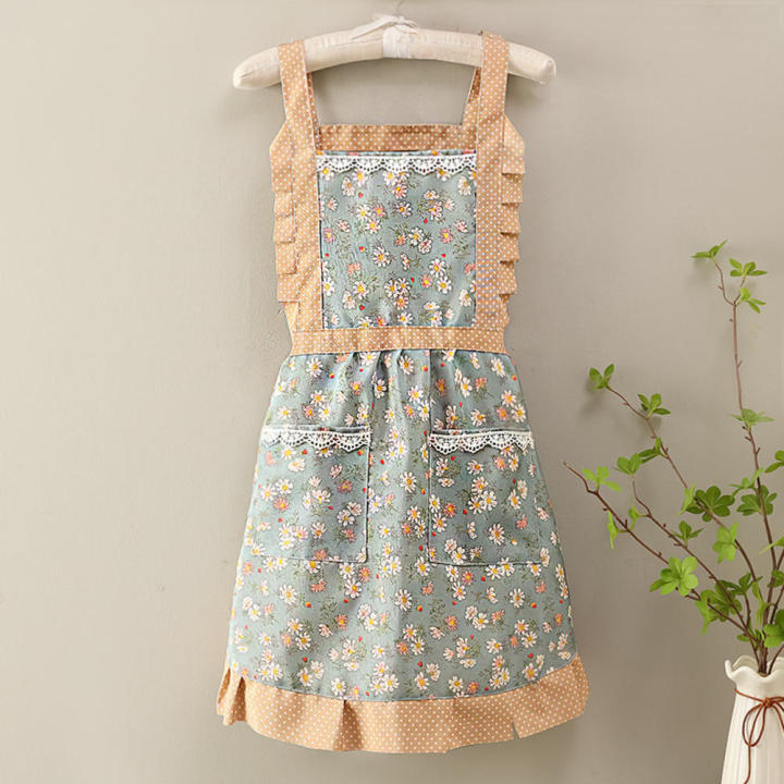 Apron%20Kitchen%20Sleeveless%20Oil%20Resistant%20Cute%20Korean%20Edition%20Home%20Cooking%20Apron%20Small%20Fragmented%20Flower%20Apron%20Household%20Cover%20Up%20-%20Image%208