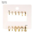 Enacolor 6Pairs/Set Vintage Twist Geometric Circle Hoop Earrings for Women Gold Metal Fashion Accessoreis Jewelry. 