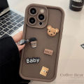 HOT Cute 3D Bear Coffee Cartoon Silicone Case For iPhone 15 12 11 13 14 Pro Max 16 Pro 7 8 Plus X XS XR 15pro Cases Soft Matte Cover. 