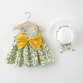 Baby Girls Dress 0 to 3 years old Summer Bow Floral Dress. 
