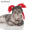 Light Pet Hat Adorable Winter Pet Hat with Funny Fake Hair Ponytail for Warmth Style Perfect for Dogs Cats in Asia. 