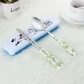Baby Kids Cute Fork Spoon Cutlery Set Cartoon Ceramic Handle Stainless Steel Children Chopsticks Fork Cutlery Portable Tableware. 