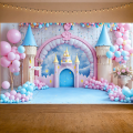 Foldable Photography Backdrop Floral Seamless Lightweight Castle Banner Washable Versatile Balloon Banner for Birthday. 
