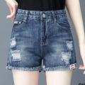 Trendy Women's Ripped High Waist 2024 Summer Thin Versatile Outer New Denim Hot Pants Annual Shorts ins Slimming. 