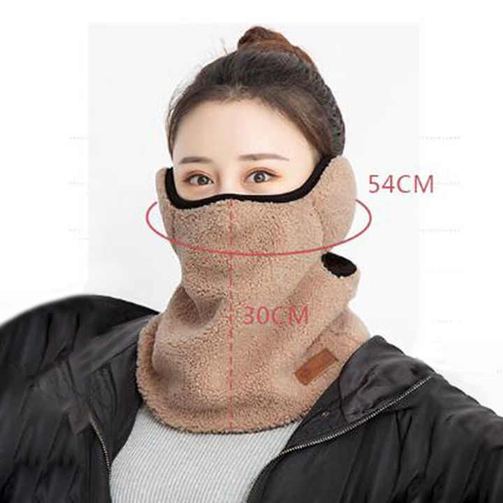 %E3%80%90SmartHorizon%E3%80%91Autumn%20Winter%20Women%20Warm%20Cap%20Outdoor%20Head%20Cover%20Thick%20Plush%20Teddy%20Wool%20Mask%20Ear%20Protection%20Face%20Bib%20Ski%20Cold%20Protection%20-%20Image%204