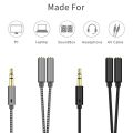 3.5mm Audio Splitter Cable 1 Male to 2 Female Headphone Microphone Adapter Copper 26cm. 