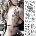 【Best Price Guaranteed】 Waterproof Temporary Tattoo Sticker Dark Butterfly Woman Back Waist Tatoo Girl Body Art Tatto 3D Realistic Man. 