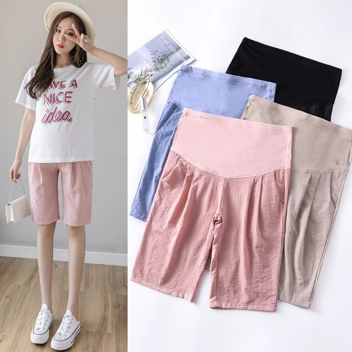 Summer%20Thin%20Cotton%20Linen%20Maternity%20Half%20Pants%20Casual%201/2%20Short%20Pants%20Clothes%20for%20Pregnant%20Women%20Pregnancy%20Belly%20Shorts%20-%20Image%205