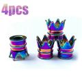 4X Aluminum Neon Color Crown Car Wheel Tire Valve Stem Cap Tyre Air Anti Dust Caps. 