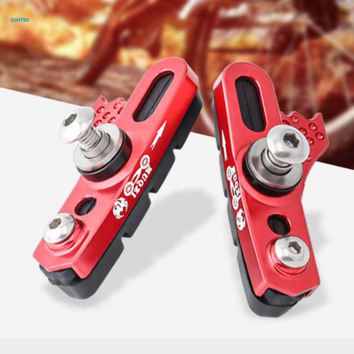 Silent Bike Brake Blocks Brake Pads C-Brake Kit Shoes Replaceable Wear-Resistant 1 Pair for Bicycle Cycling Accessories Road Rims - Red Brake Pads