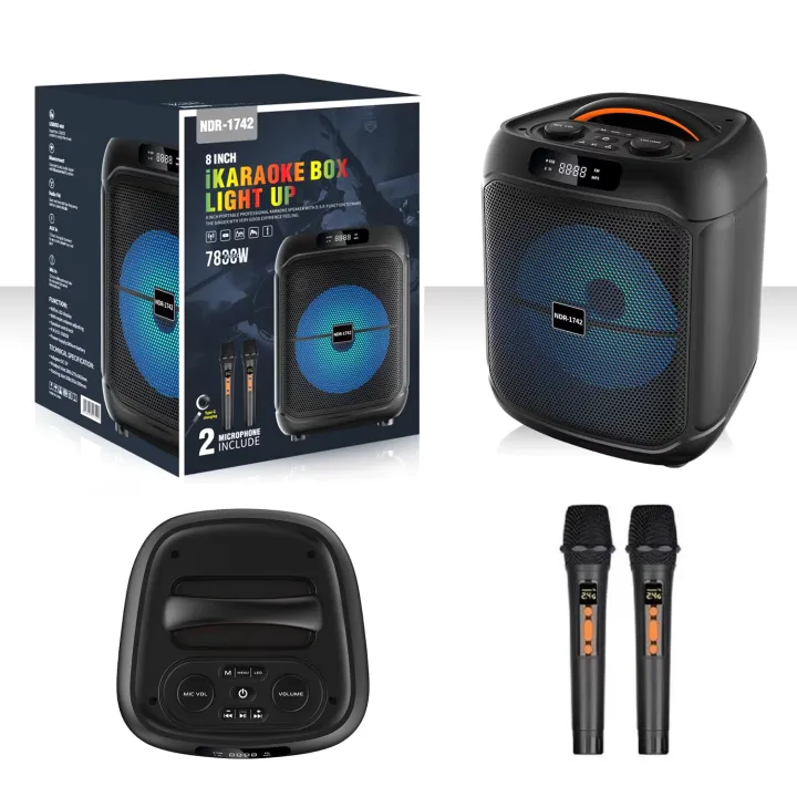NDR-1742 8" Supper Bass Portable Wireless Bluetooth Speaker with 2 ...
