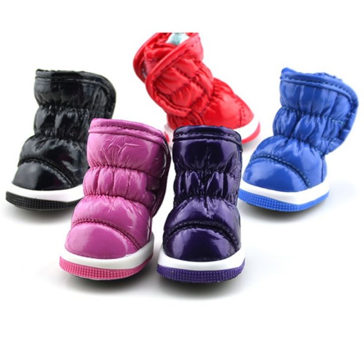 4 Pcs/sets Winter Dog Shoes Warm Fleece Puppy Pet Shoes Waterproof Dog Snow Boots For Small Dogs Chihuahua Yorkie Teddy Shoes