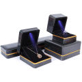 Gold Edge LED Light Jewelry Box Necklace Box Bracelet Jewelry Box Earring Box Ring Box Gold Jewelry Box Packaging Box. 