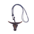 Intricate design Bull skull pendant necklace Unique Adjustable size Handcrafted Leather jewelry  leather Ethnic pendant for Casual wear Hipster fashion Festival accessory Gift for men Western-themed. 