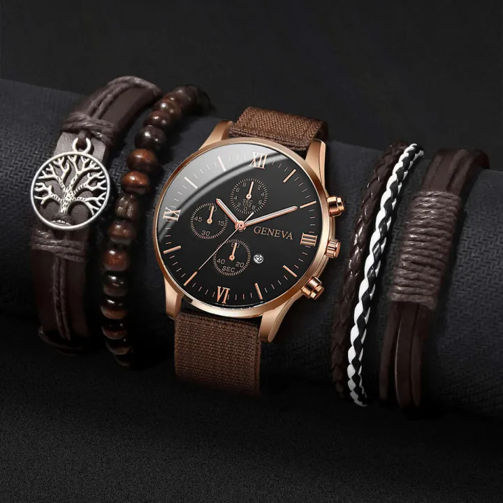 Qorix%204/5PCS%20Fashion%20Men%20Watches%20Casual%20Nylon%20Band%20Male's%20Quartz%20Watch%20Bracelets%20Set%20Relogio%20Masculino%20Reloj%20Hombre%EF%BC%88Without%20Box%EF%BC%89%20-%20Image%202
