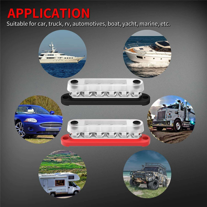 12V%20Bus%20Bar%206x5/16Inch%20(M8)%20Terminal%20Studs%2012%20Volt%20Power%20Distribution%20Block%20Replacement%20Accessories%20with%20Cover%20Battery%20Bus%20Bar%2012V-48V%20for%20Auto%20-%20Image%204